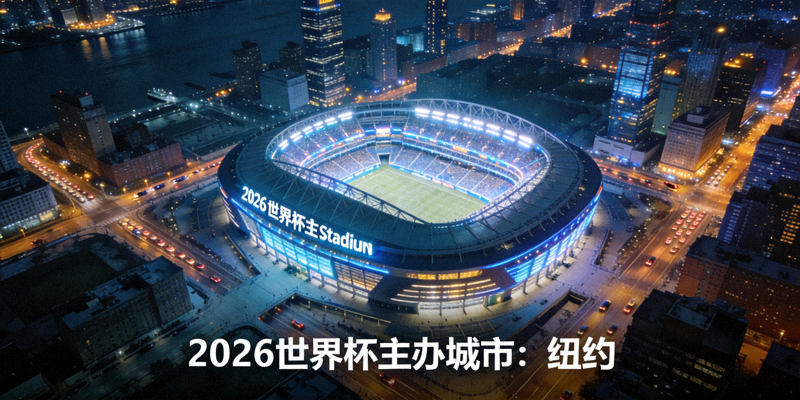 2026世界杯主办城市纽约大都会体育场航拍夜景